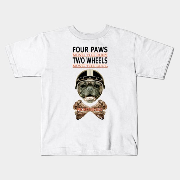 Four Paws Two Wheels Kids T-Shirt by darklordpug